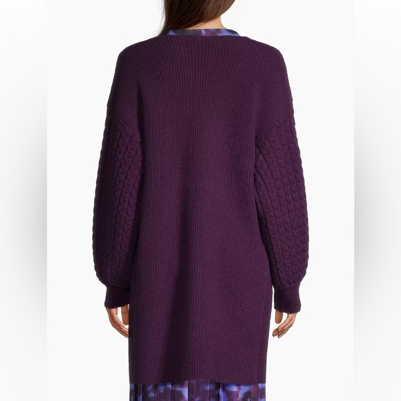 Misook Rib-Knit Balloon-Sleeve Cardigan Sweater - Picture 6 of 11